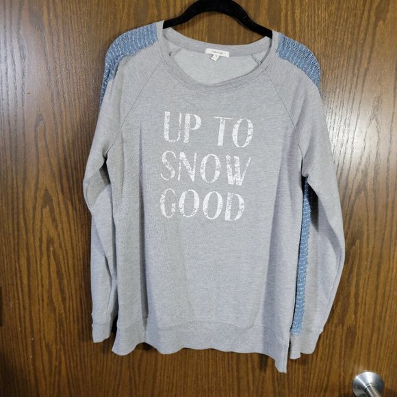 Maurices Grey and Blue Up To Snow Good Sweatshirt Size Medium - Picture 1 of 8